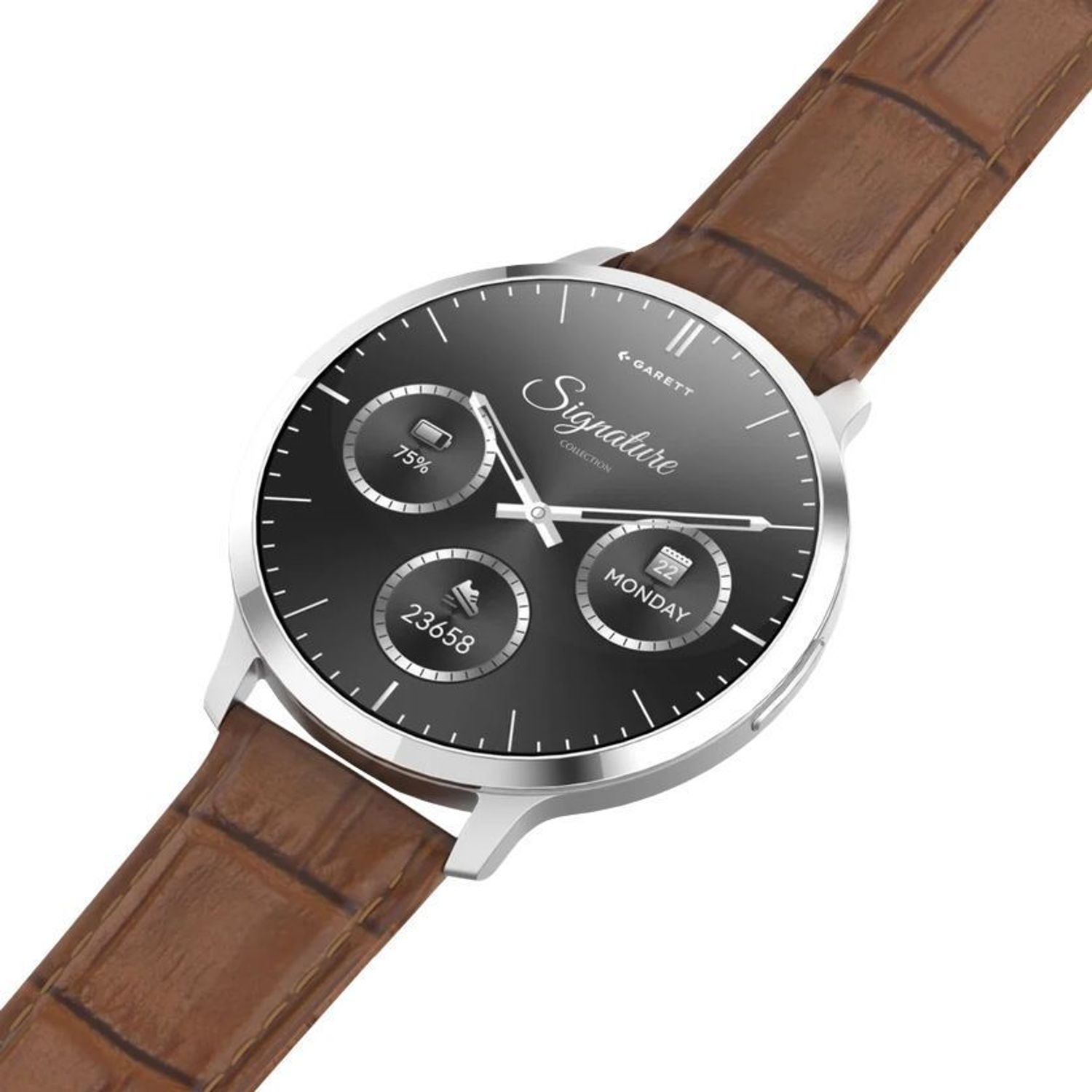 Smartwatch męski Garett Edge srebrny solid AMOLED 1,73″ + brązowy pasek (4).jpg